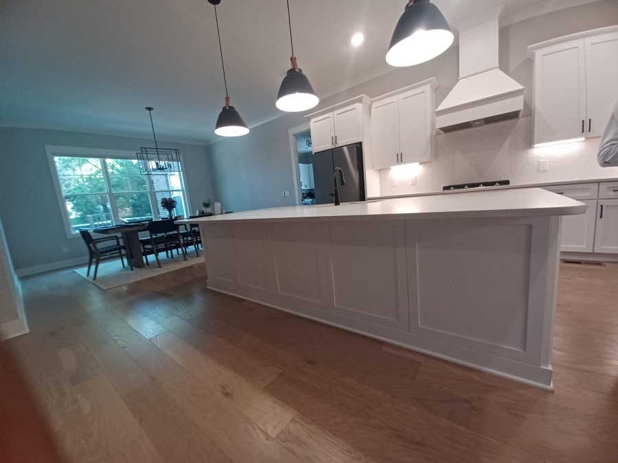 white kitchen island with pendant lights Preview Image 5