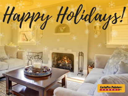 Happy Holidays from CertaPro Painters of Nassau County, NY - Living Room With A Fireplace in the Winter