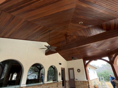 stained wood outdoor ceiling