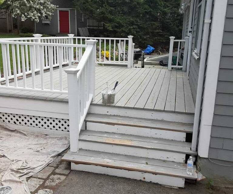 Before Photo of a Deck painting project in Dedham, MA 