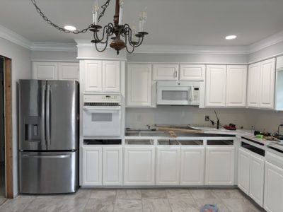 home kitchen with white painted cabinets
