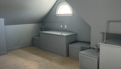 grey blue painted attic bonus room interior