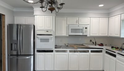 home kitchen with white painted cabinets