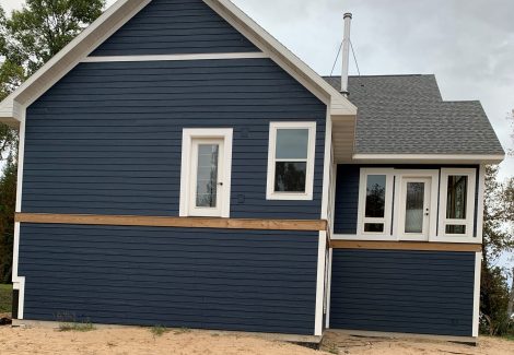 Siding painted dark blue