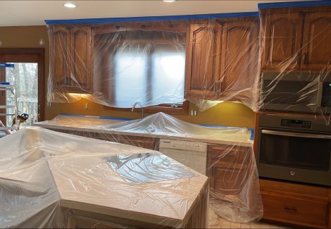prep work to protect cabinets when painting
