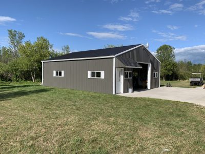 Outbuilding repainted grey