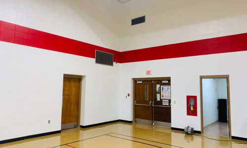 High Gloss Floor & Red Striped Walls