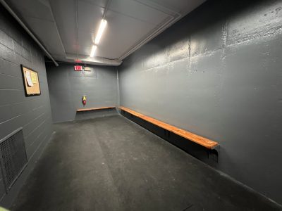 grey painted locker room