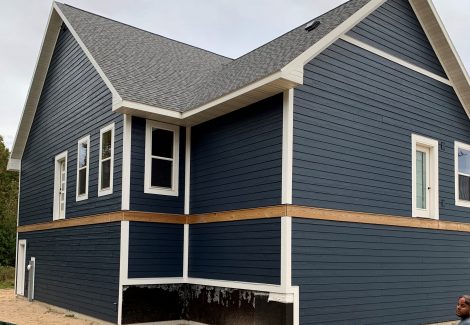 Navy siding painting