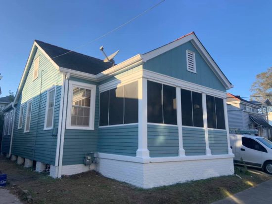 after repainting the house blue