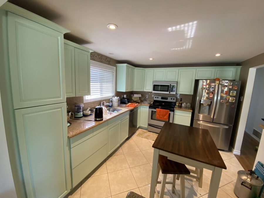 Green Tone Kitchen Cabinet