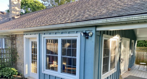 Historic home section before green painting