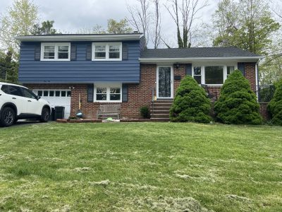 blue exterior black shutters