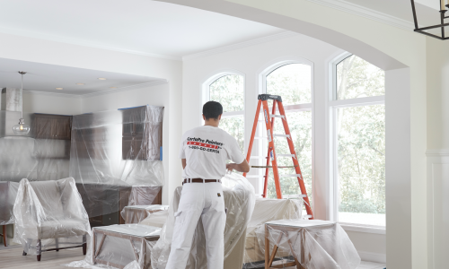 certapro crew member setting up interior house painting project