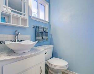 blue bathroom walls