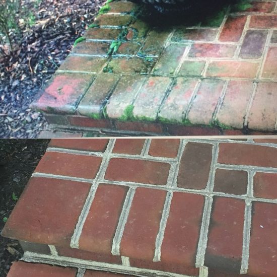 Brick power washing before and after