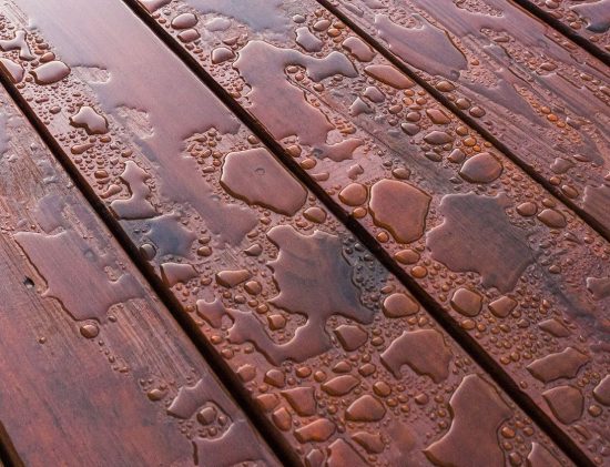 wet wooden deck