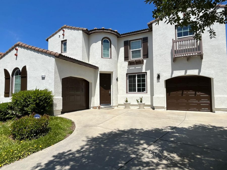 white painted stucco home