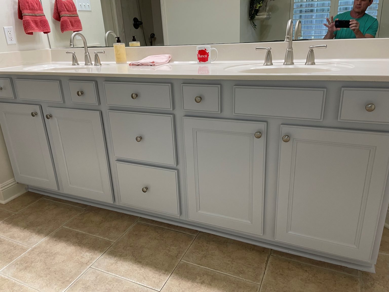 bathroom cabinets after repainting