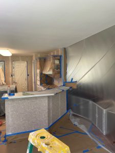 progress picture - taped up kitchen