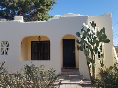 front of home with white stucco