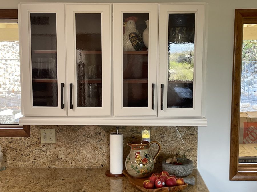 white decorative cabinets with glass panels Preview Image 3