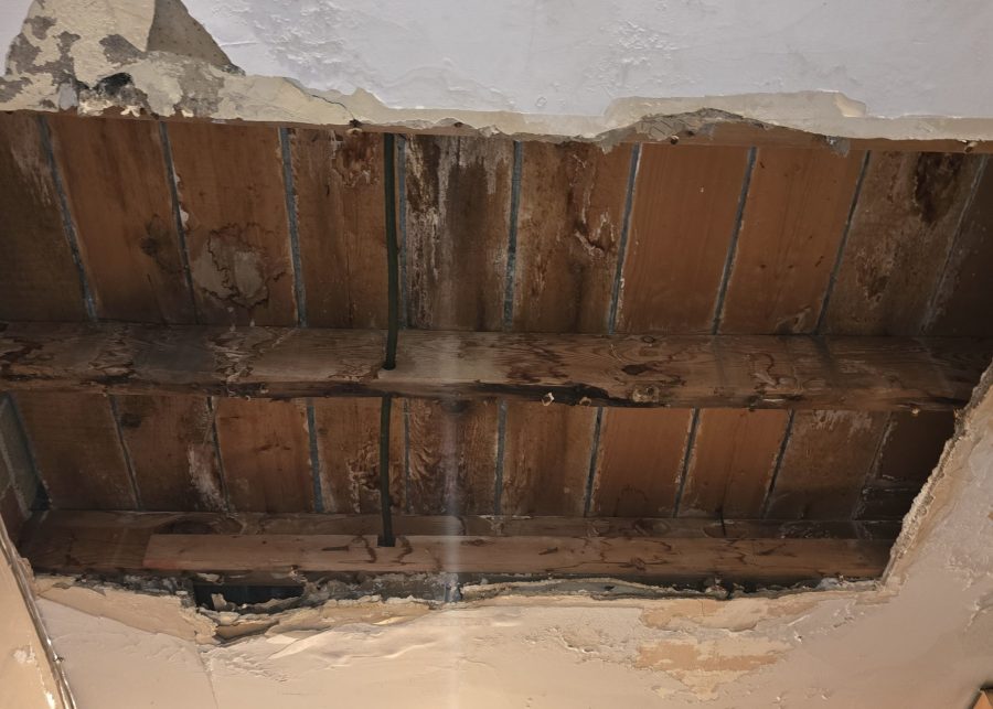 ceiling with damaged plaster and exposed beams Preview Image 4