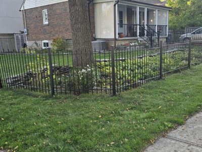 black painted wrought iron fence