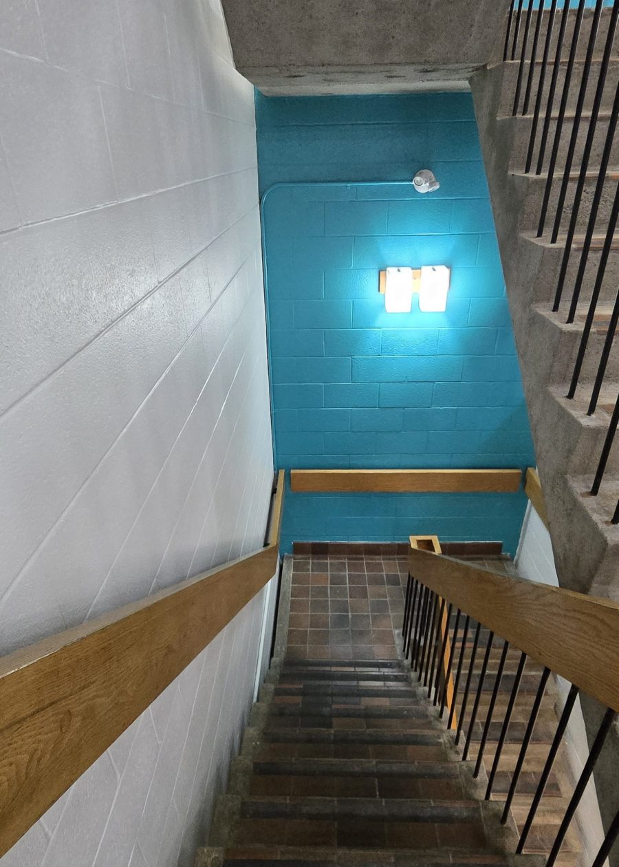 teal and white painted walls in commercial stairwell Preview Image 5