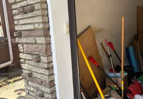 white painted garage trim