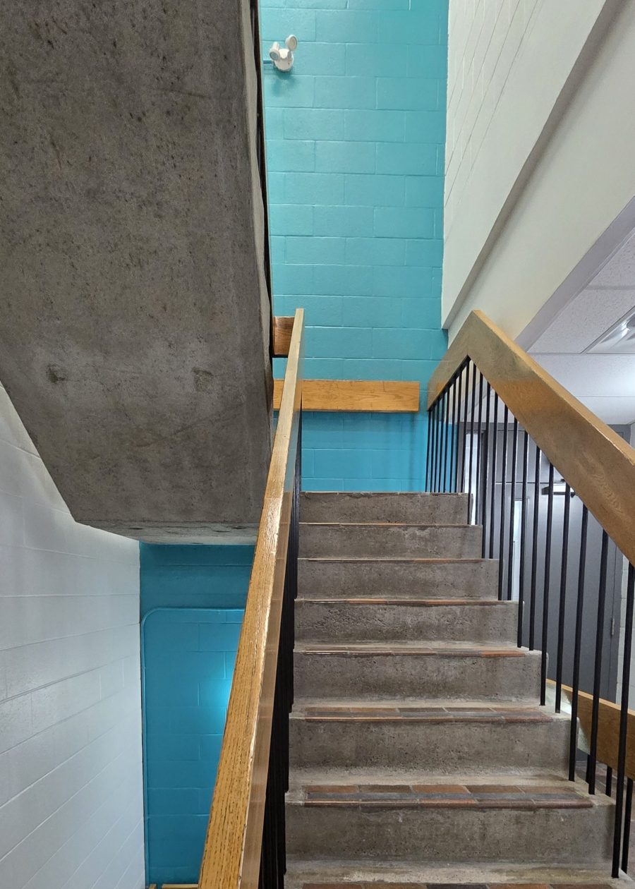 teal and white painted walls in commercial stairwell Preview Image 4