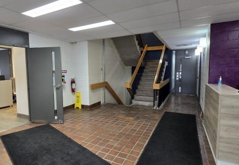 lobby and stairwell in commercial building