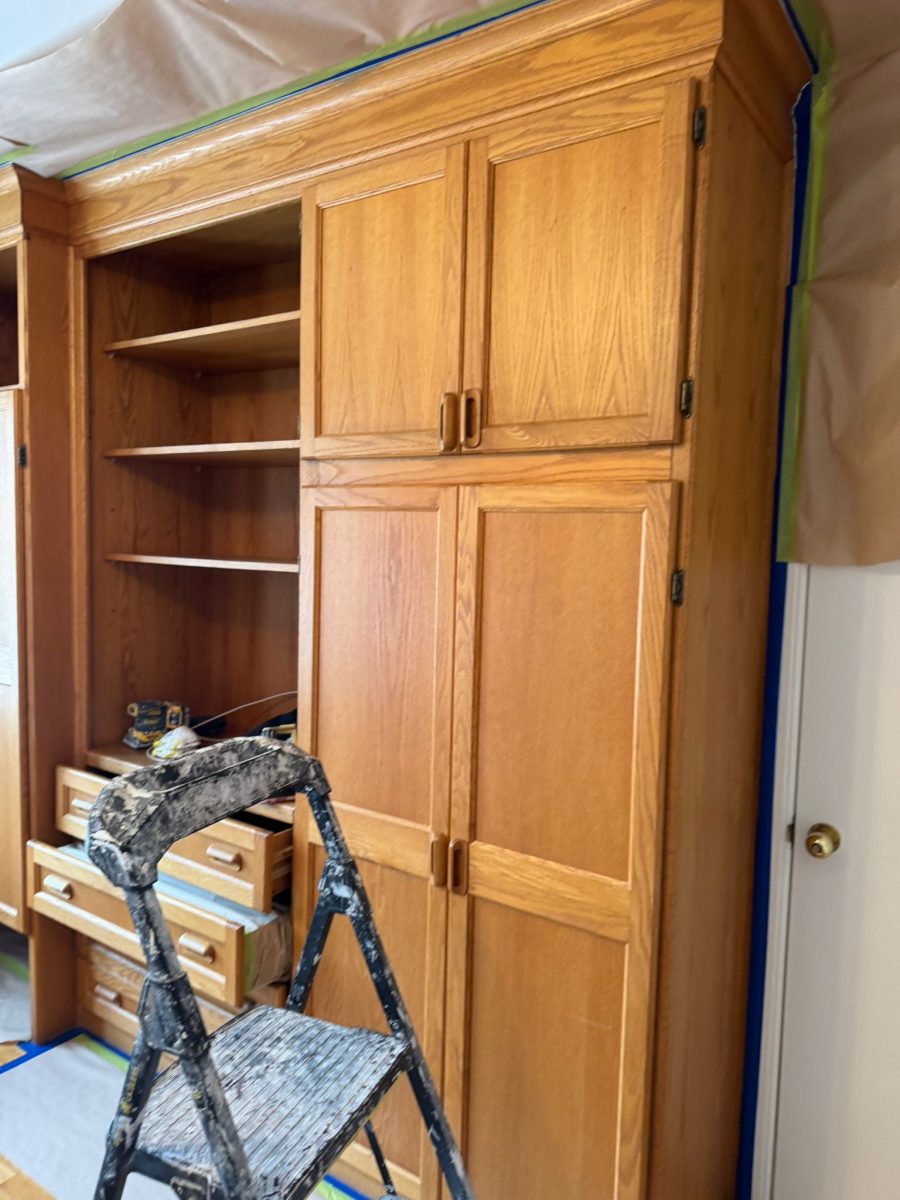 stained wood built in cabinets prepped for repaint Preview Image 9
