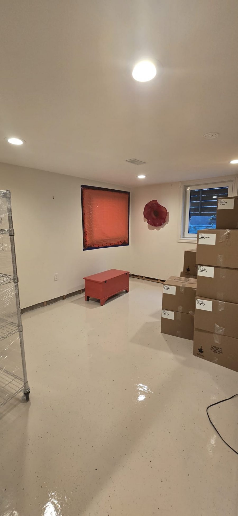 finished basement room with stacked boxes Preview Image 2