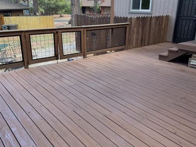stained wooden deck
