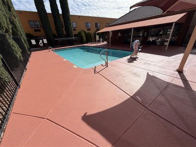 terra cotta colored repainted pool deck