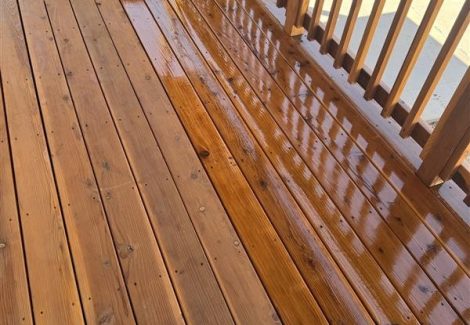 stained wooden deck