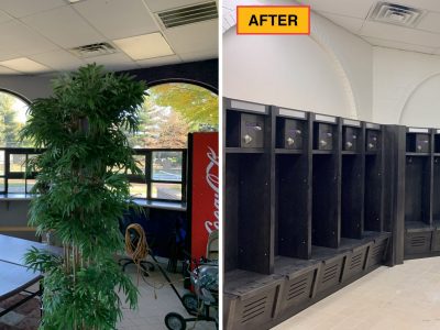 locker room before and after