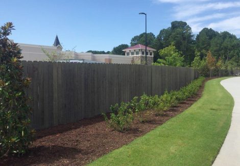 Stained Commercial Fence in Cary, NC