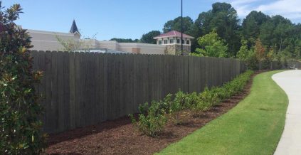 Stained Commercial Fence in Cary, NC