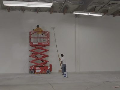 Tilt-up interior being repainted.