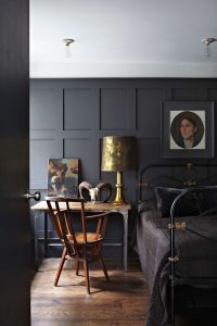 Soft black hues bedroom wall painting