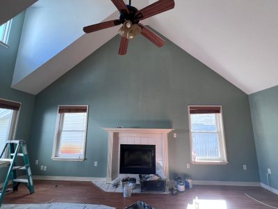 green painted home interior