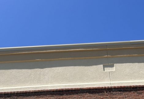 exterior of commercial building during stucco install