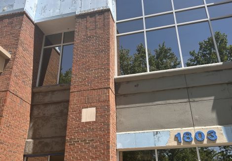 exterior of commercial building during stucco install