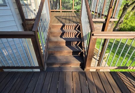 deep brown stained home deck