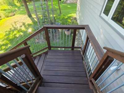 deep brown stained home deck
