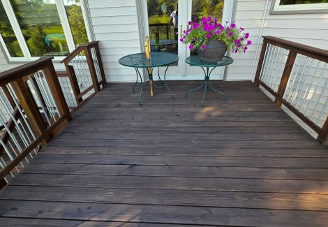 deep brown stained home deck