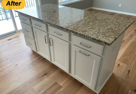 kitchen island with white cabinets
