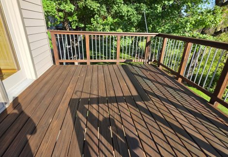 deep brown stained home deck
